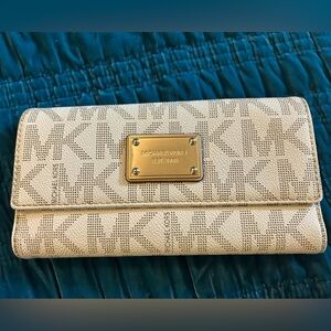 Michael Kors Cream Wallet with Gold Accents